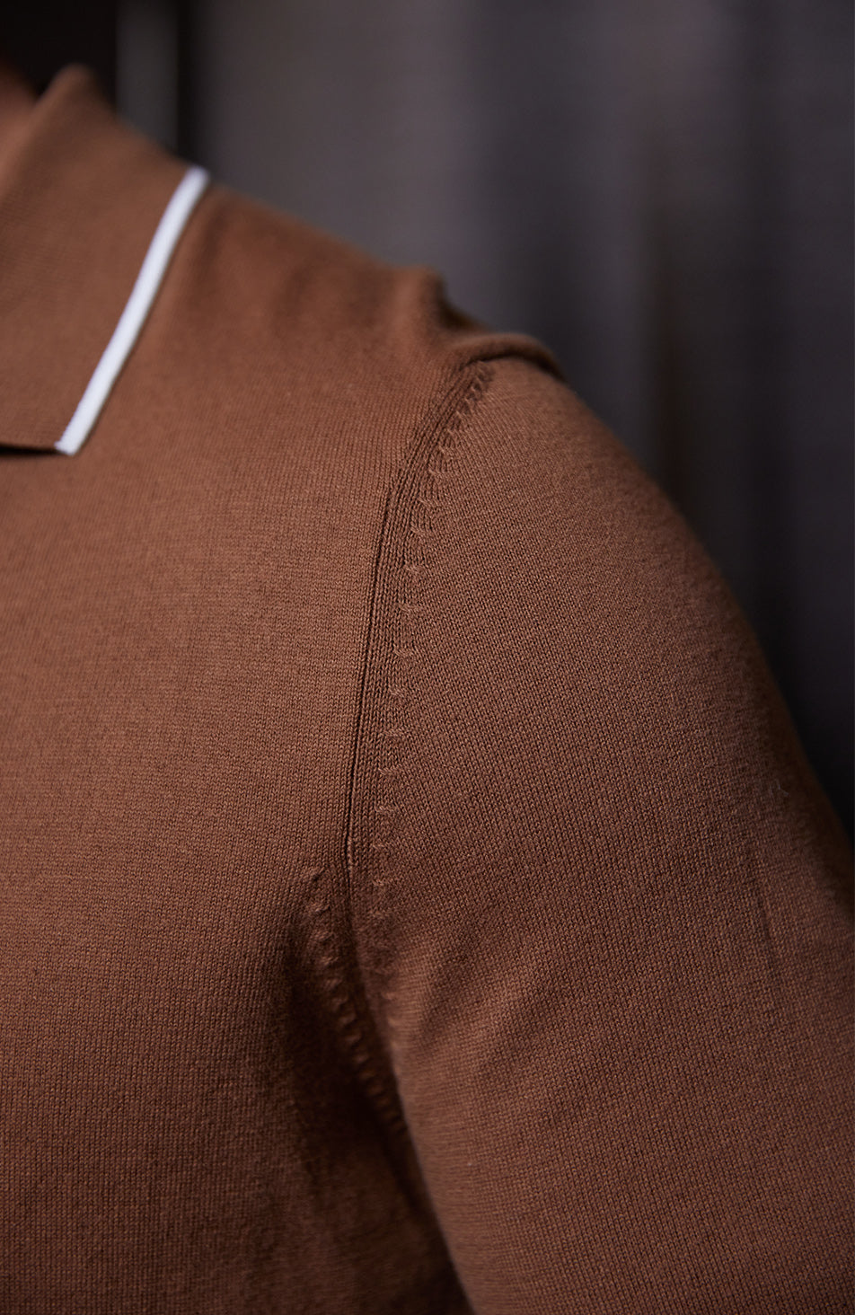 Luciano Long Sleeve Slim Knit Shirt in Rust