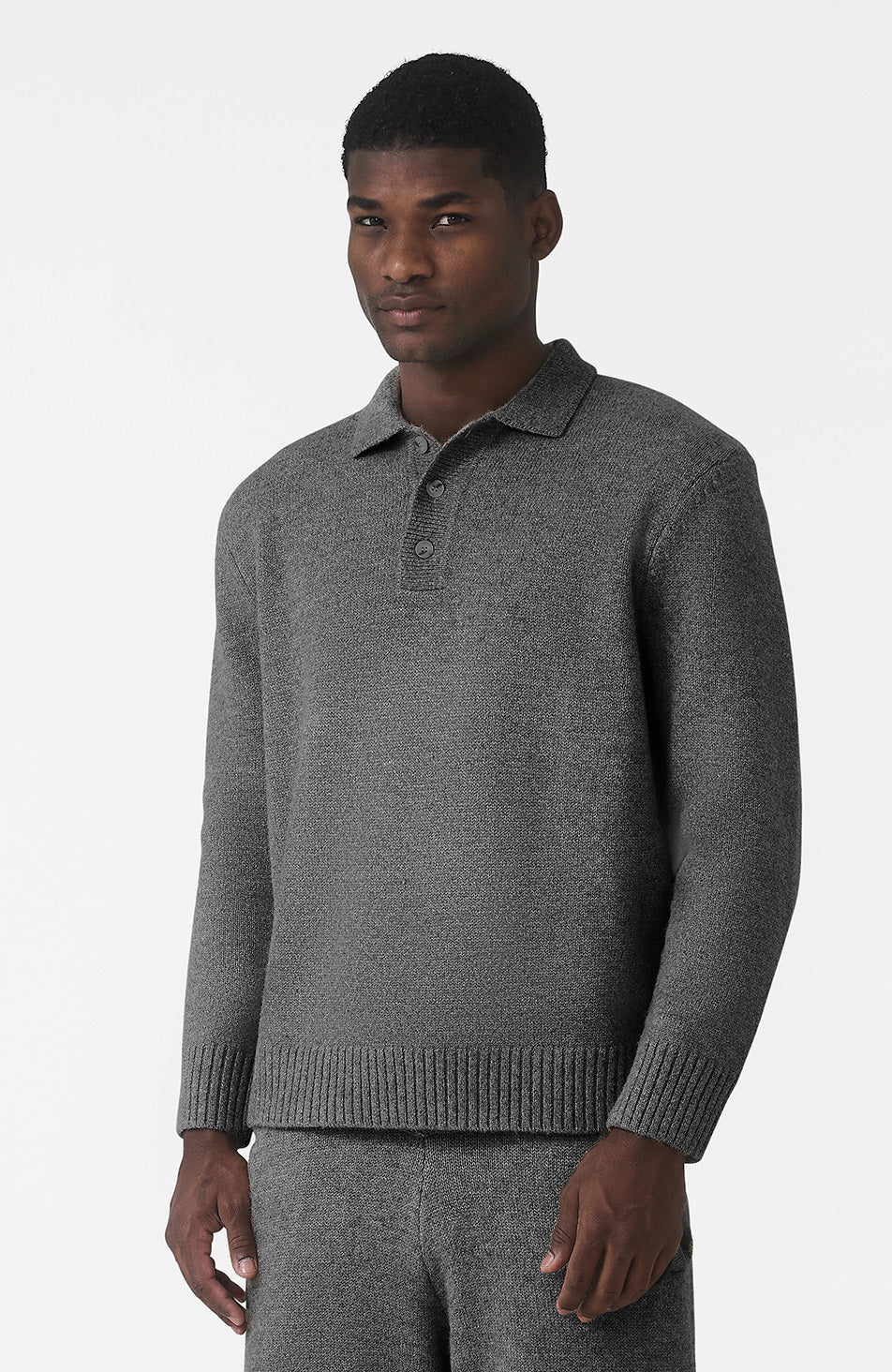 Montreux Knit Button Up Jumper in Grey