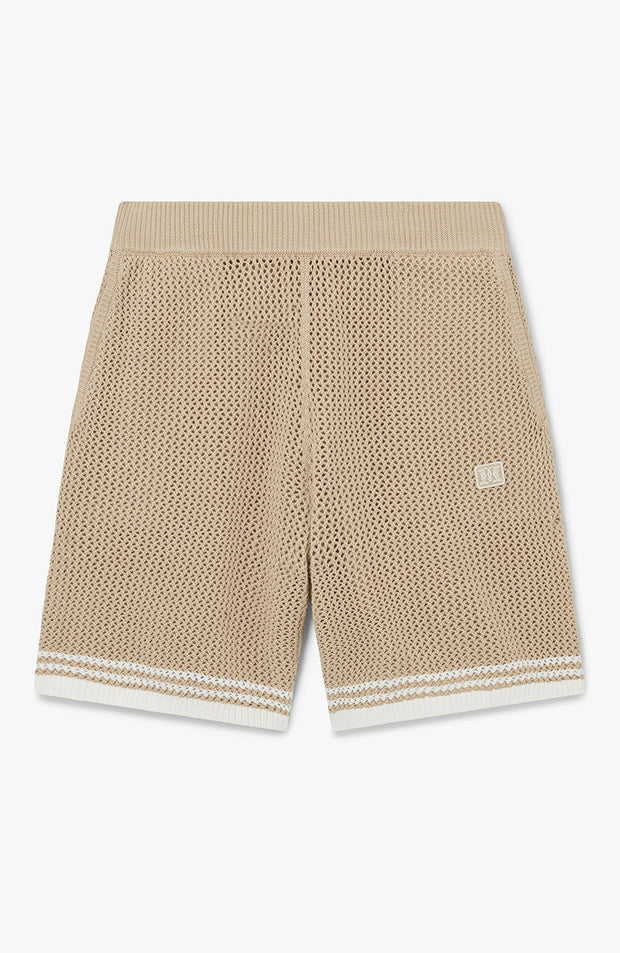 Malibu Cotton Crochet Shorts in Beige