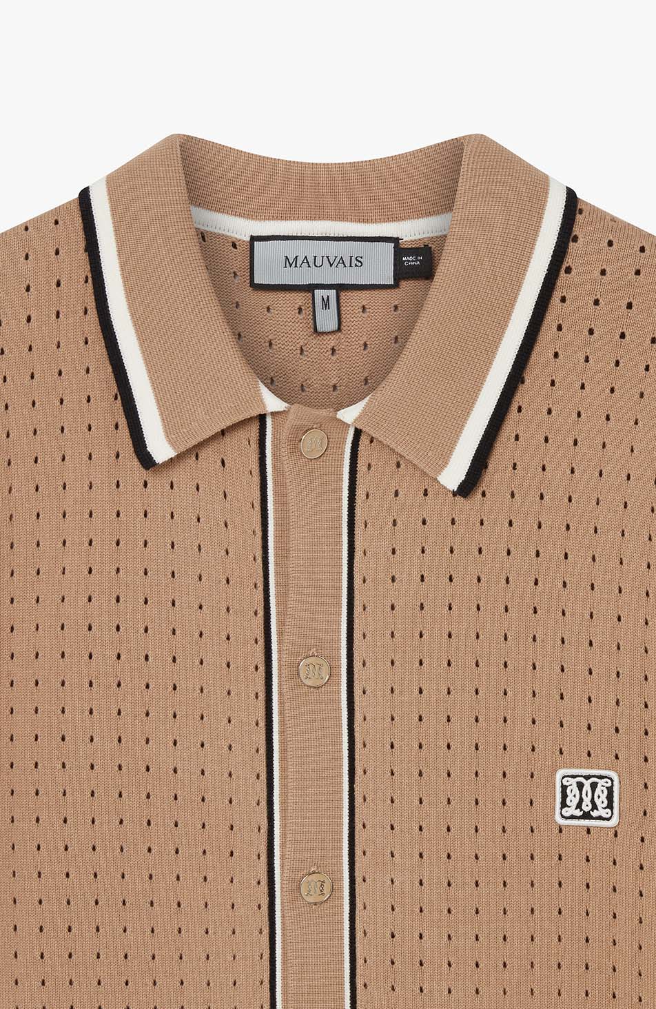 Marmont Pointelle Knitted Short Sleeve Shirt in Taupe