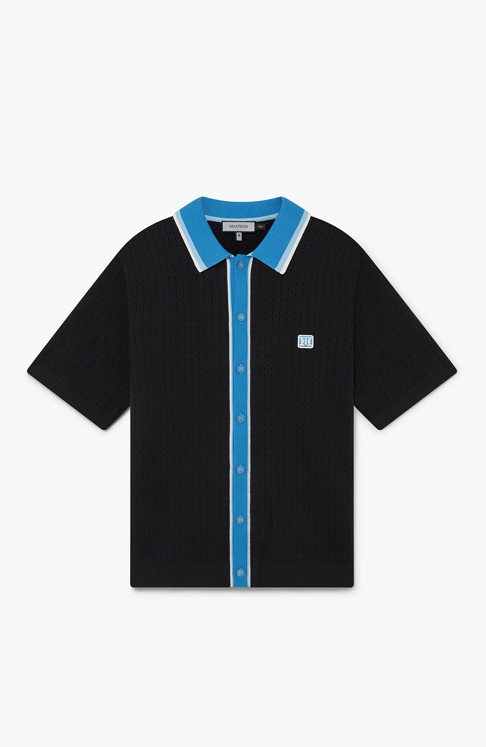 Marmont Pointelle Knitted Short Sleeve Shirt in Black