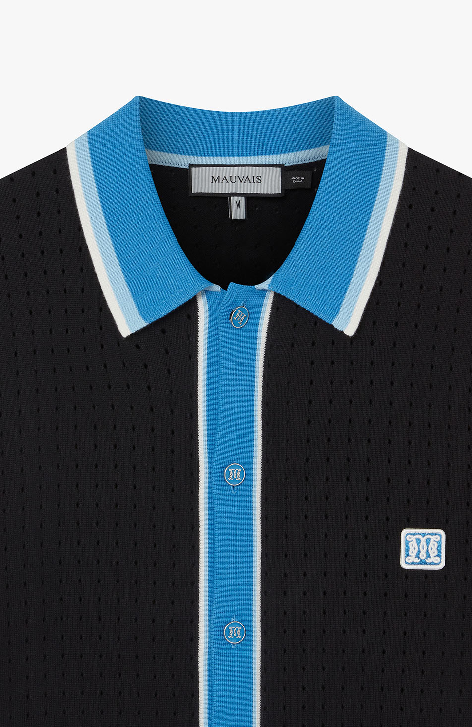 Marmont Pointelle Knitted Short Sleeve Shirt in Black