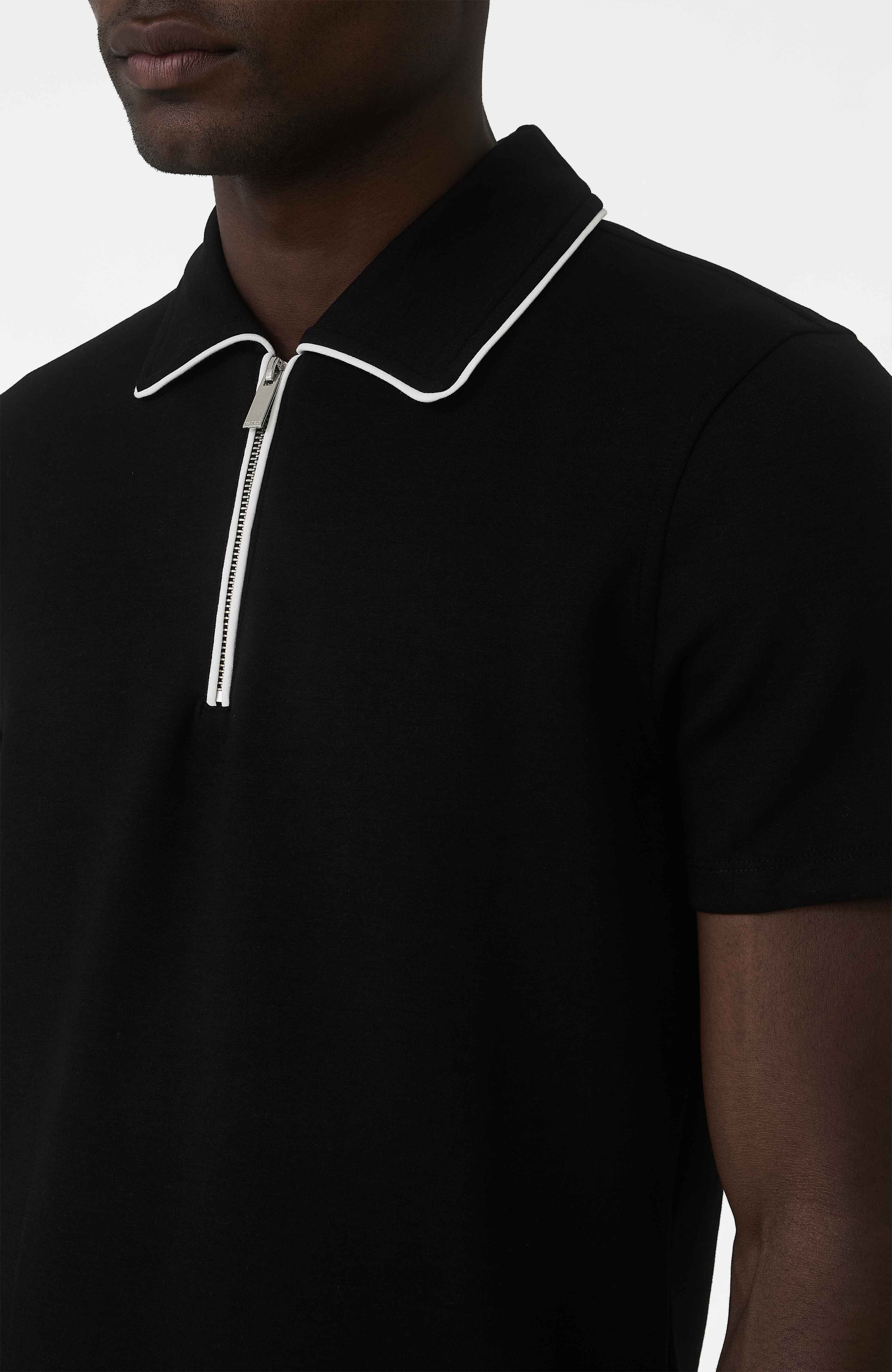 Signature Slim Tipping Polo in Black