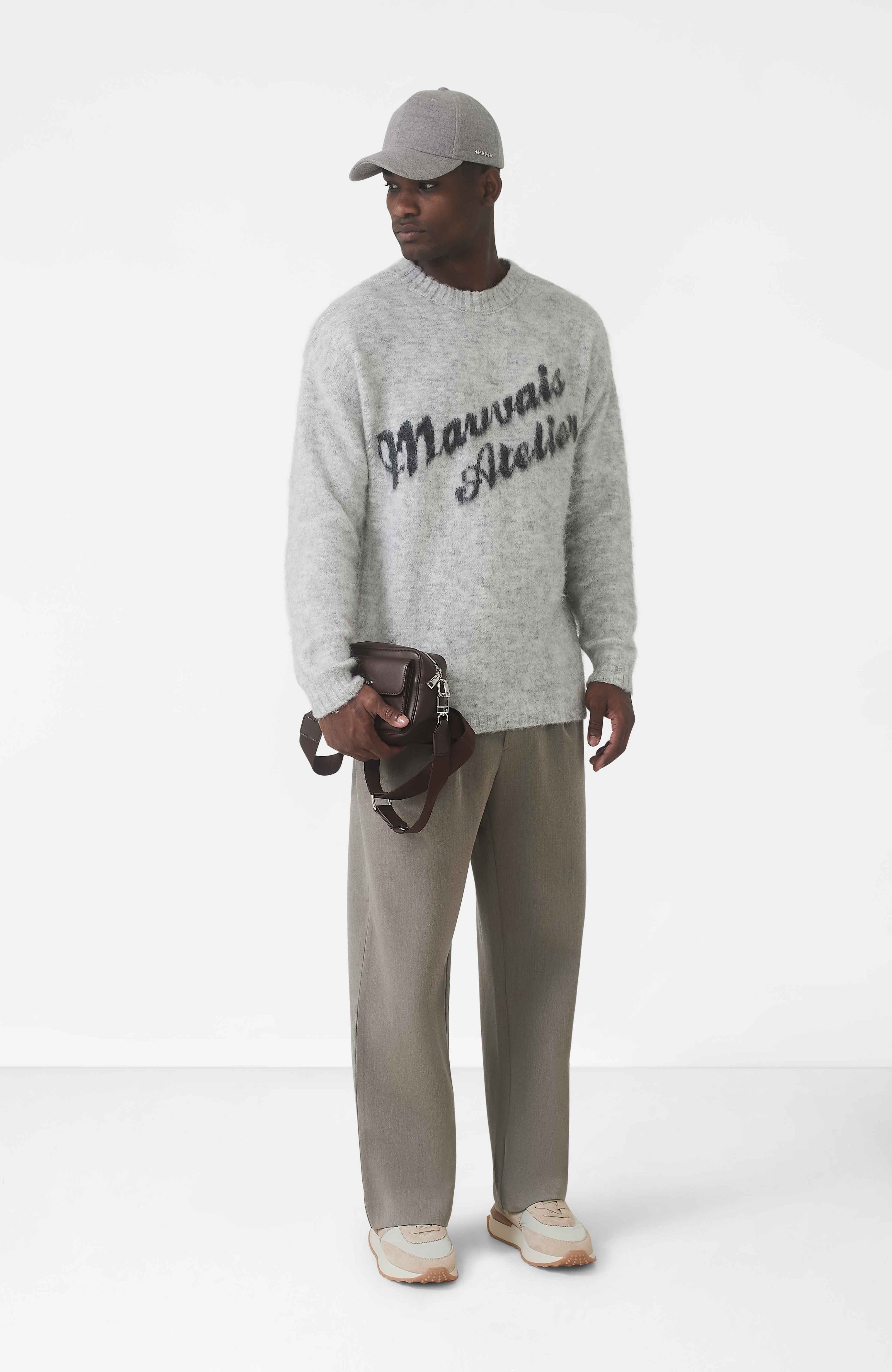 Atelier Oversized Brushed Knit Jumper in Grey