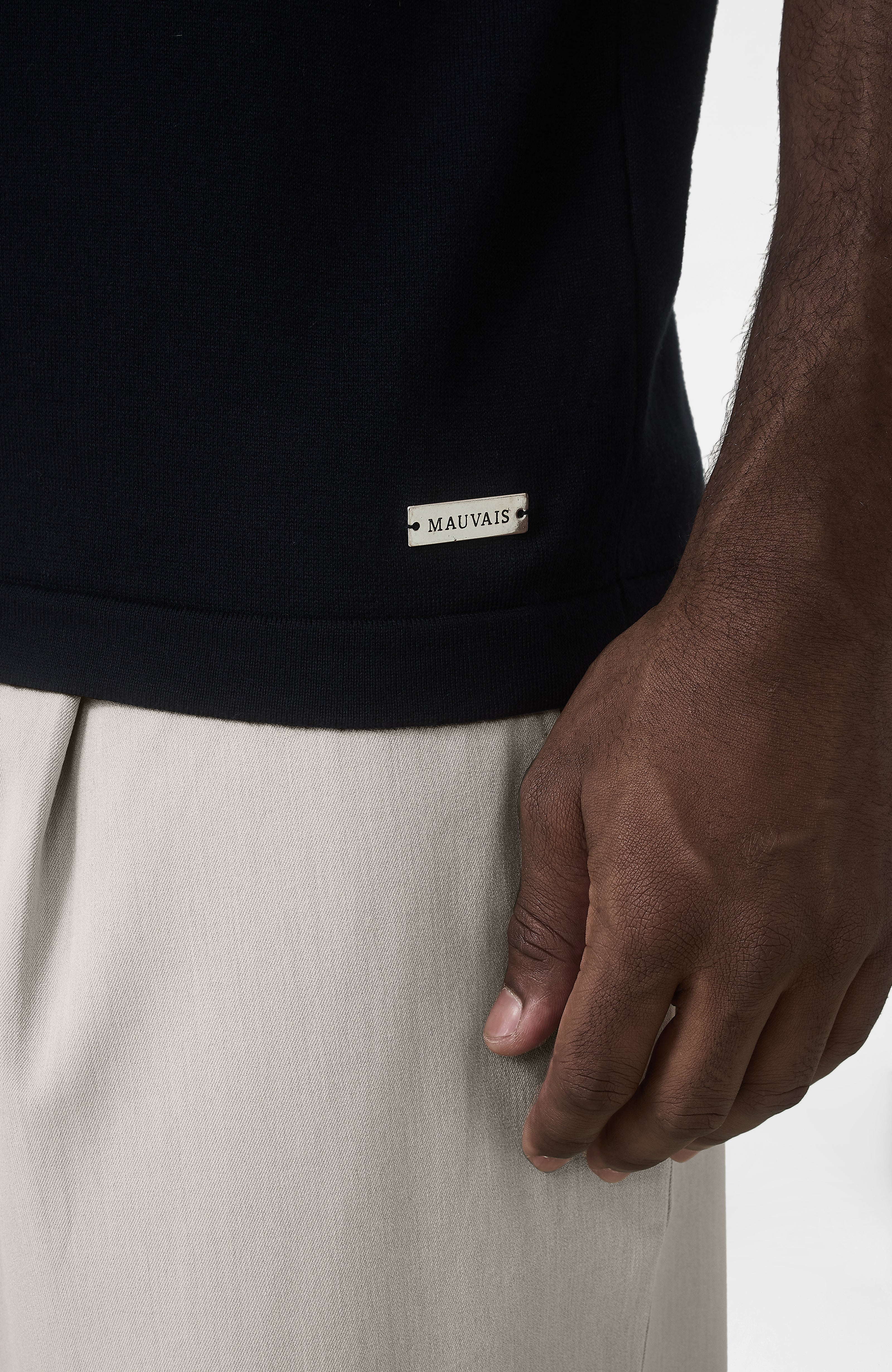Newbury Slim Zip Knit Polo in Navy