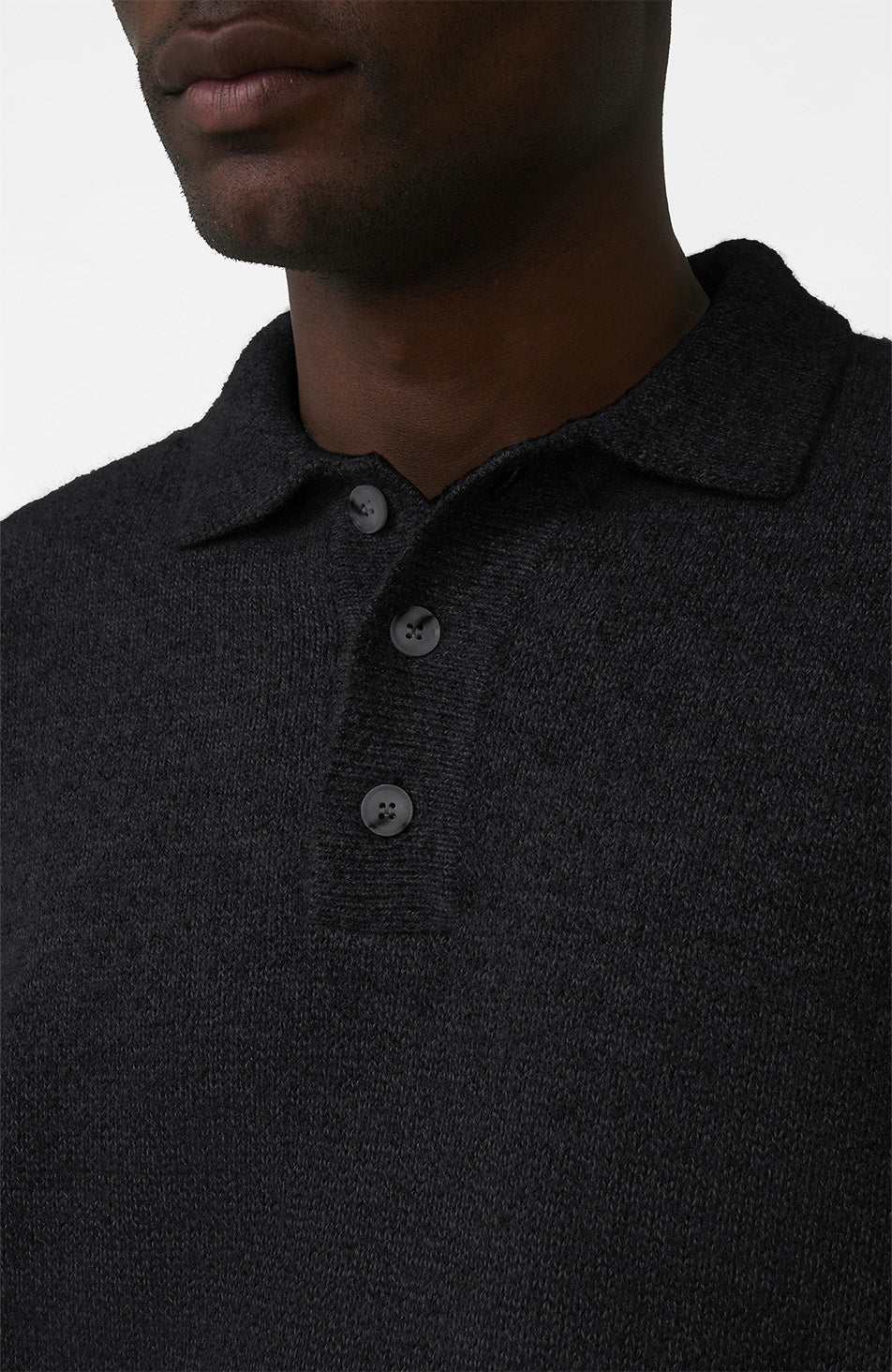 Montreux Knit Button Up Jumper in Black