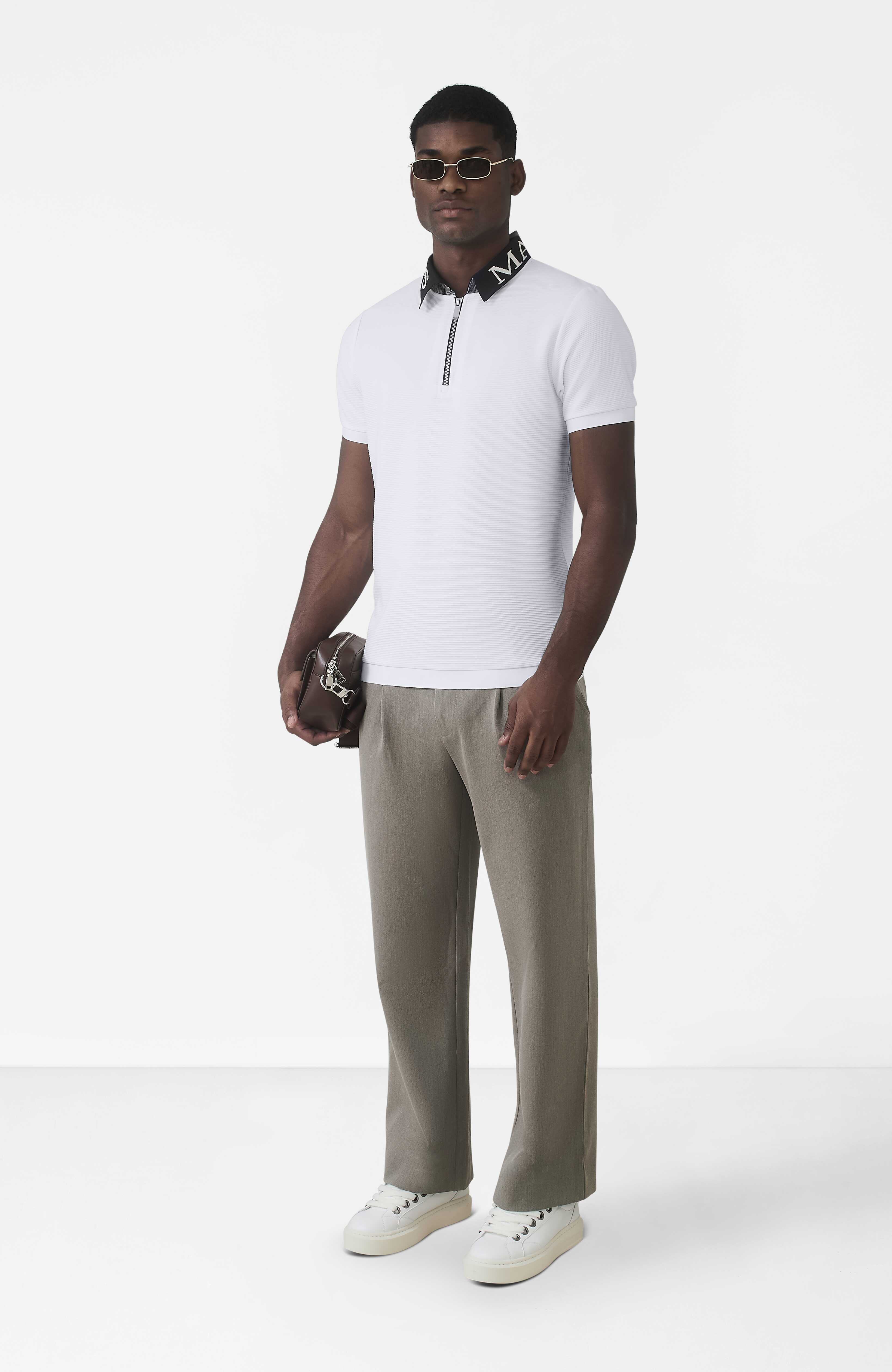 Premium Logo Collar Polo in White