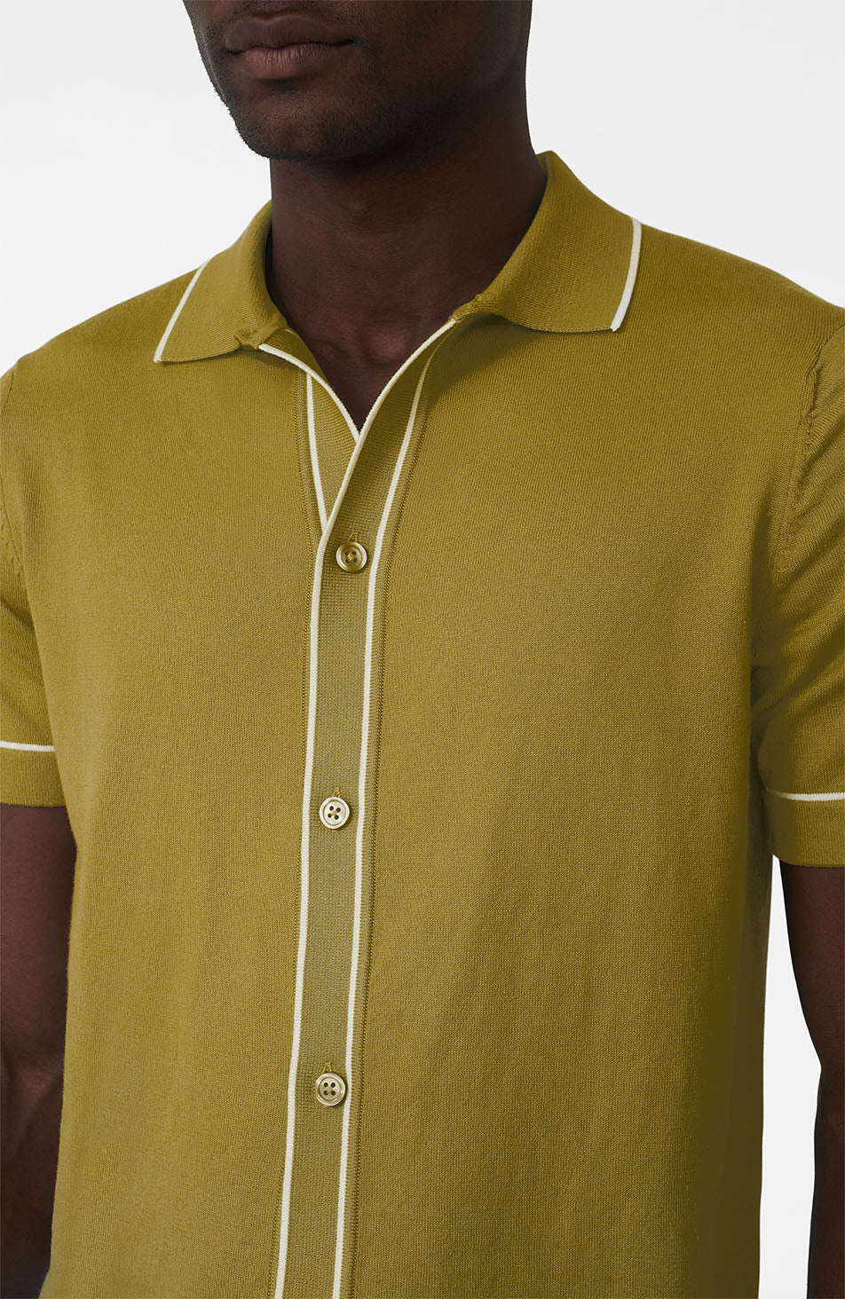 Luciano Slim Knit Shirt in Olive