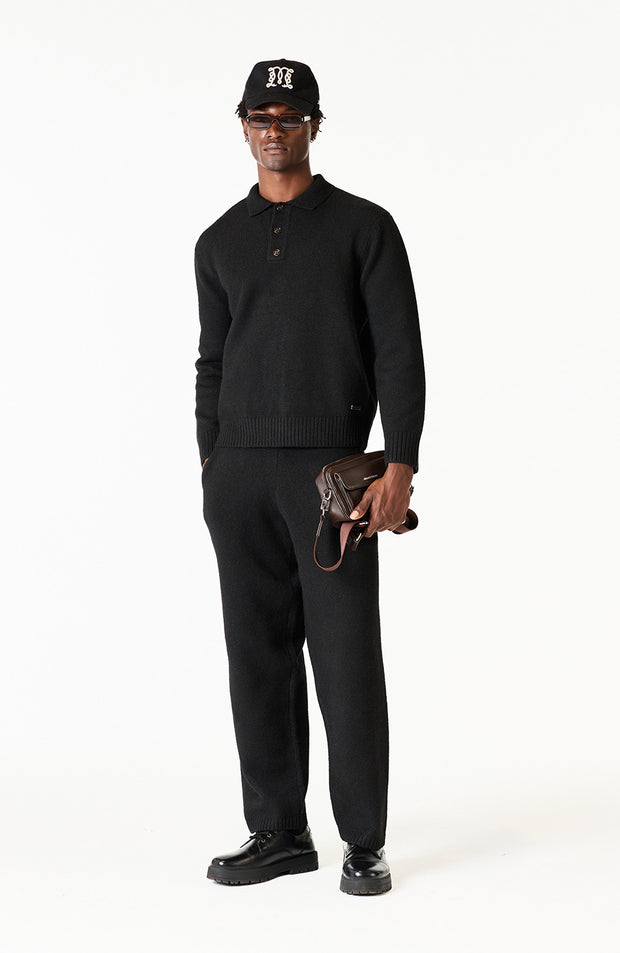 Monogram Montreux Knit Button Up Jumper in Black