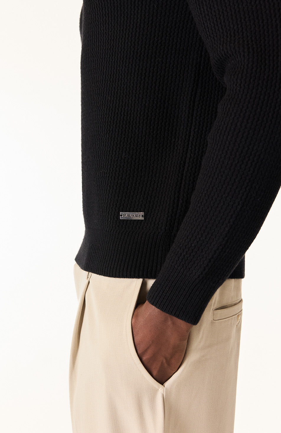 Dolce Relaxed Fit Long Sleeve Revere Jumper in Black