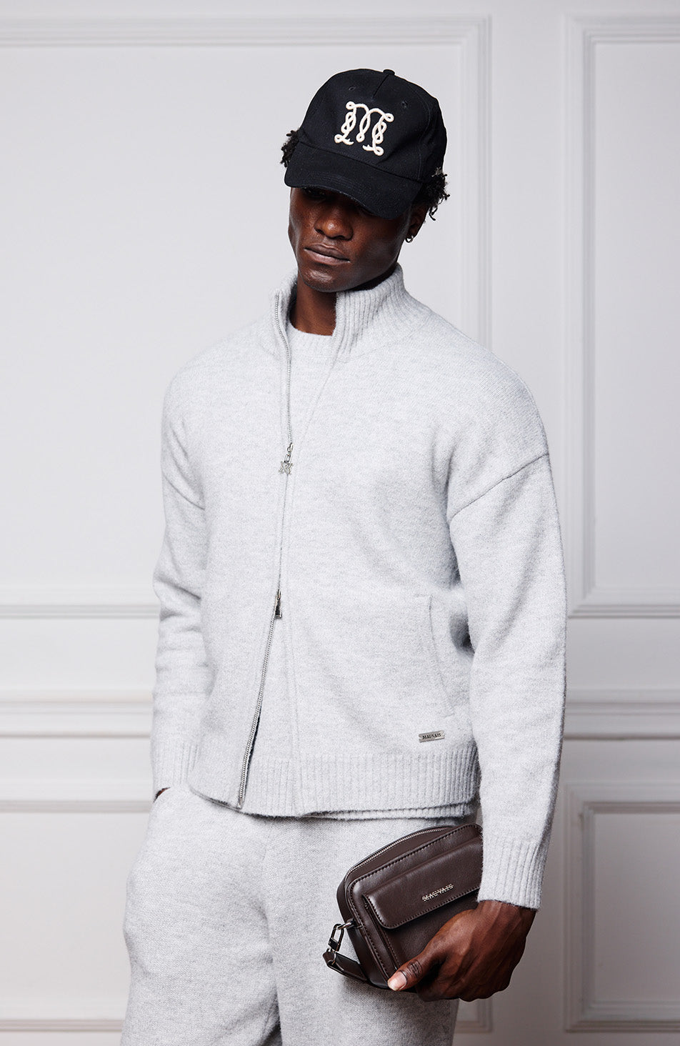 Monogram Montreux Knit Zip-Up Jacket in Grey