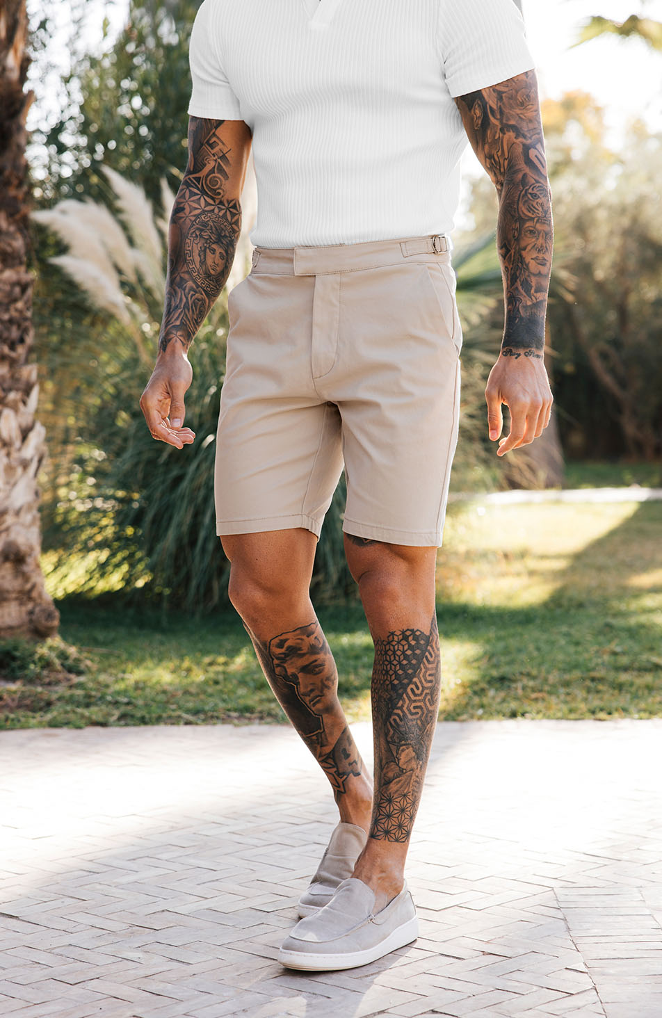Beaufort Stretch Chino Shorts in Beige