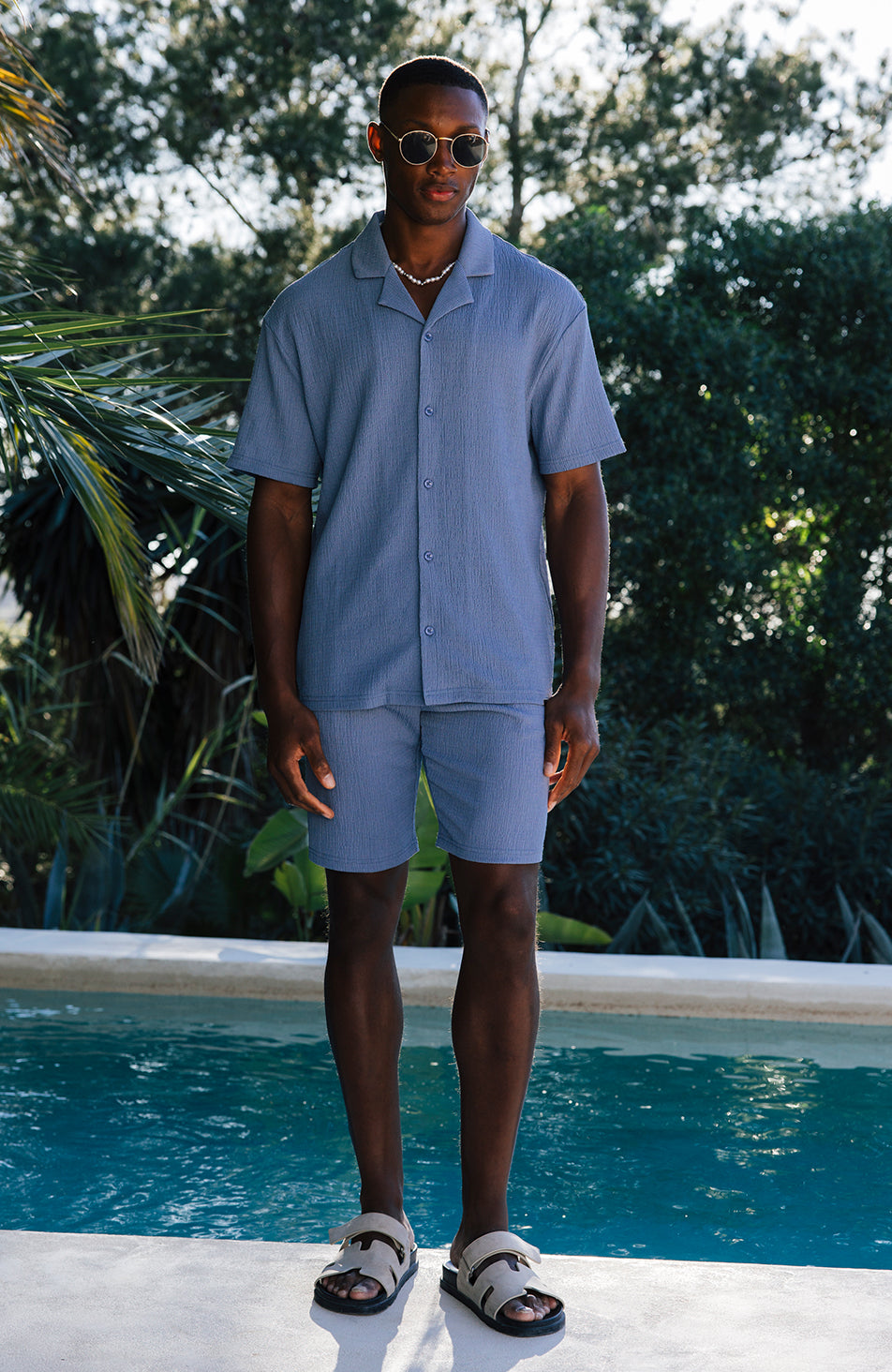 Eivissa Slim Stretch Shorts in Storm Blue