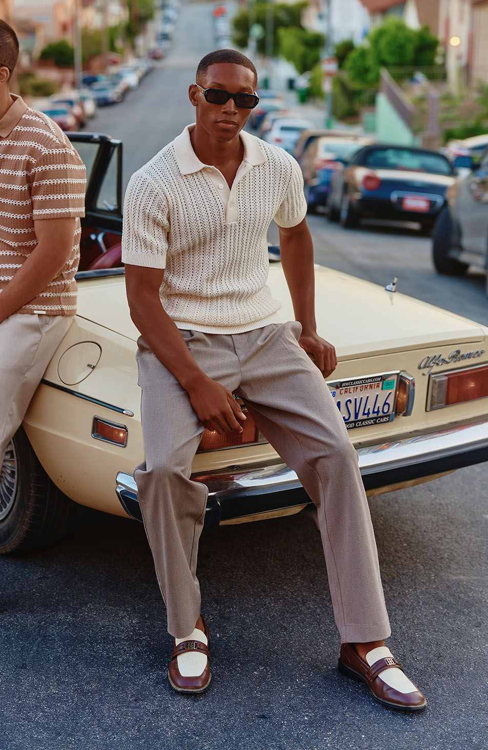 Melrose Rib Knitted Polo in Cream