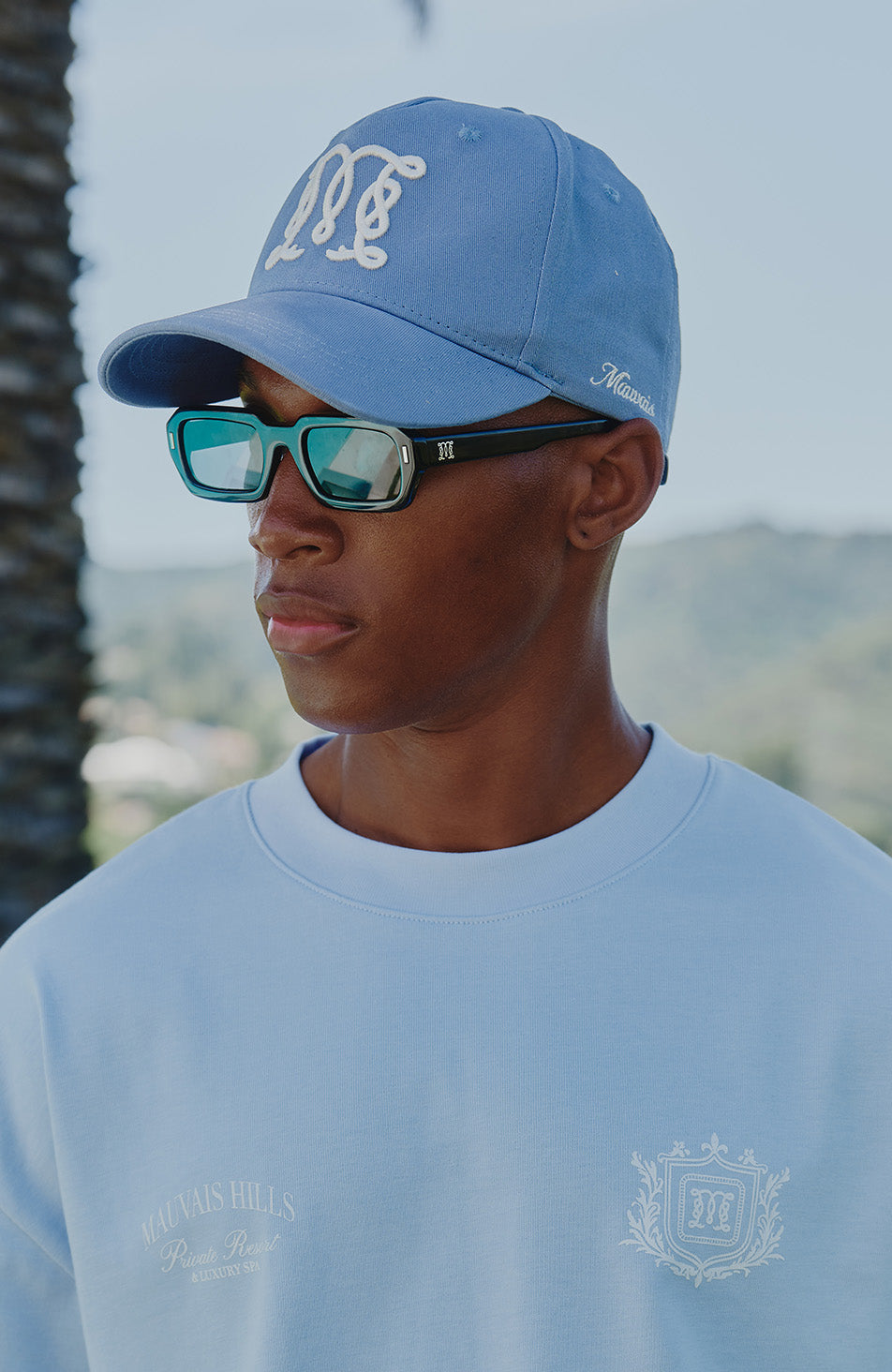 Monogram Trucker Cap in Blue