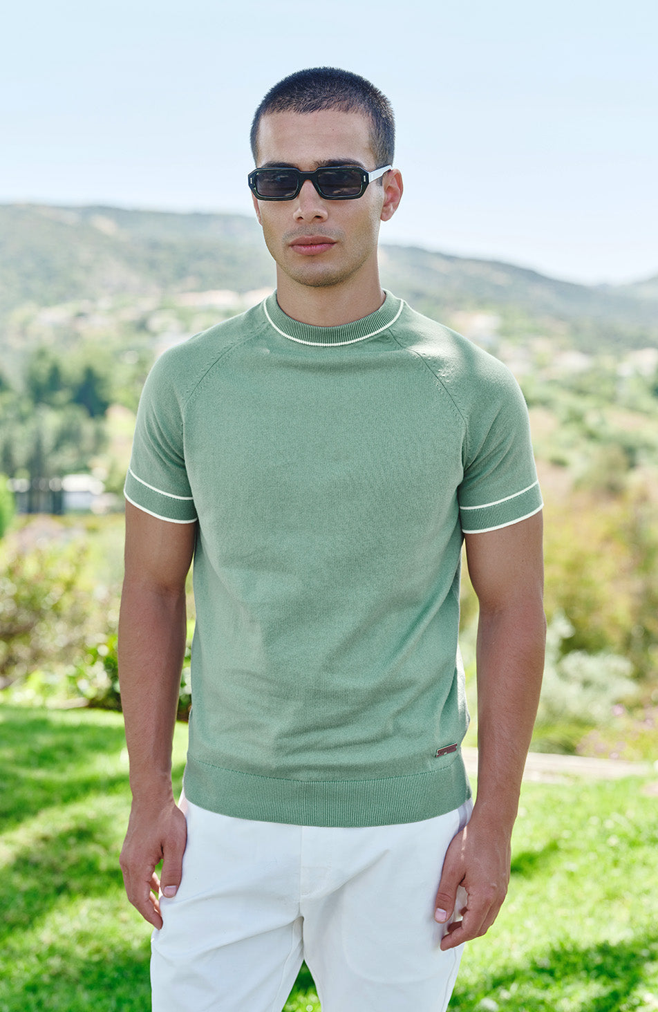 Franco Slim Knit Tee in Mint