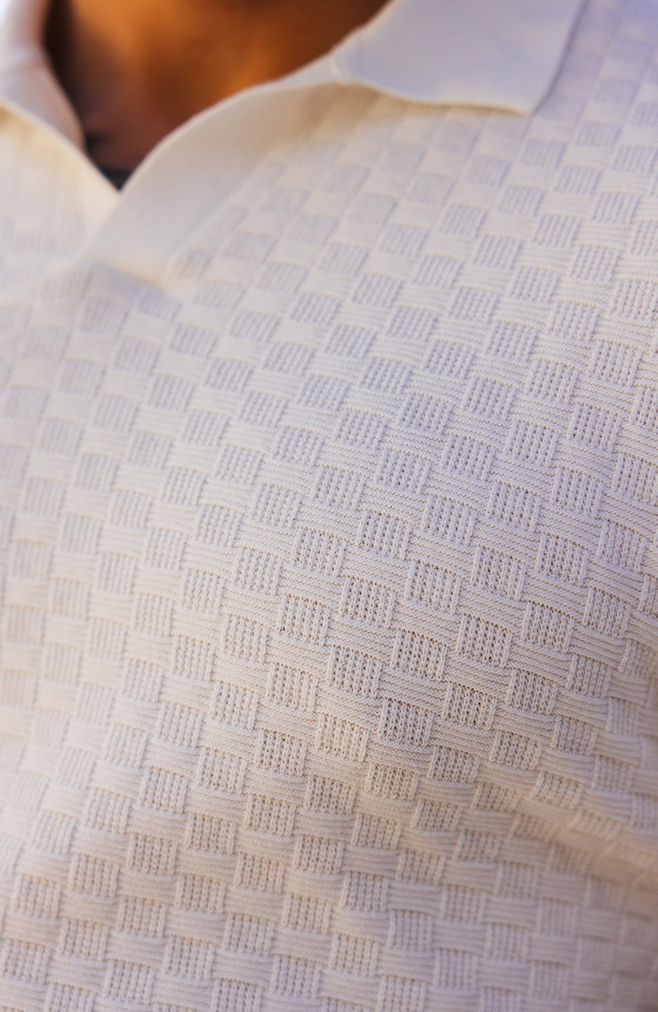 Nerano Slim Knit Polo in Cream