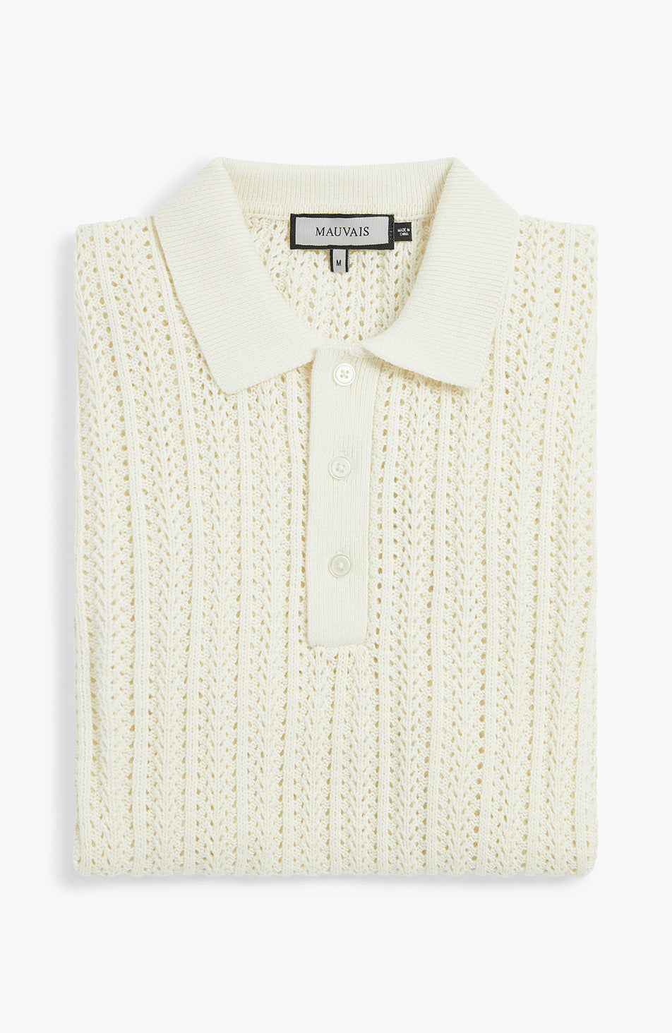 Melrose Rib Knitted Polo in Cream