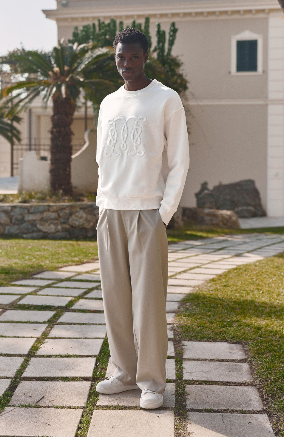Embroidered Monogram Sweatshirt in White