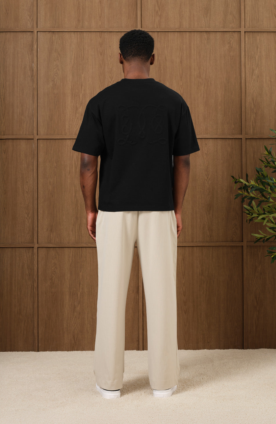 Embossed Monogram Back Logo T-shirt in Black