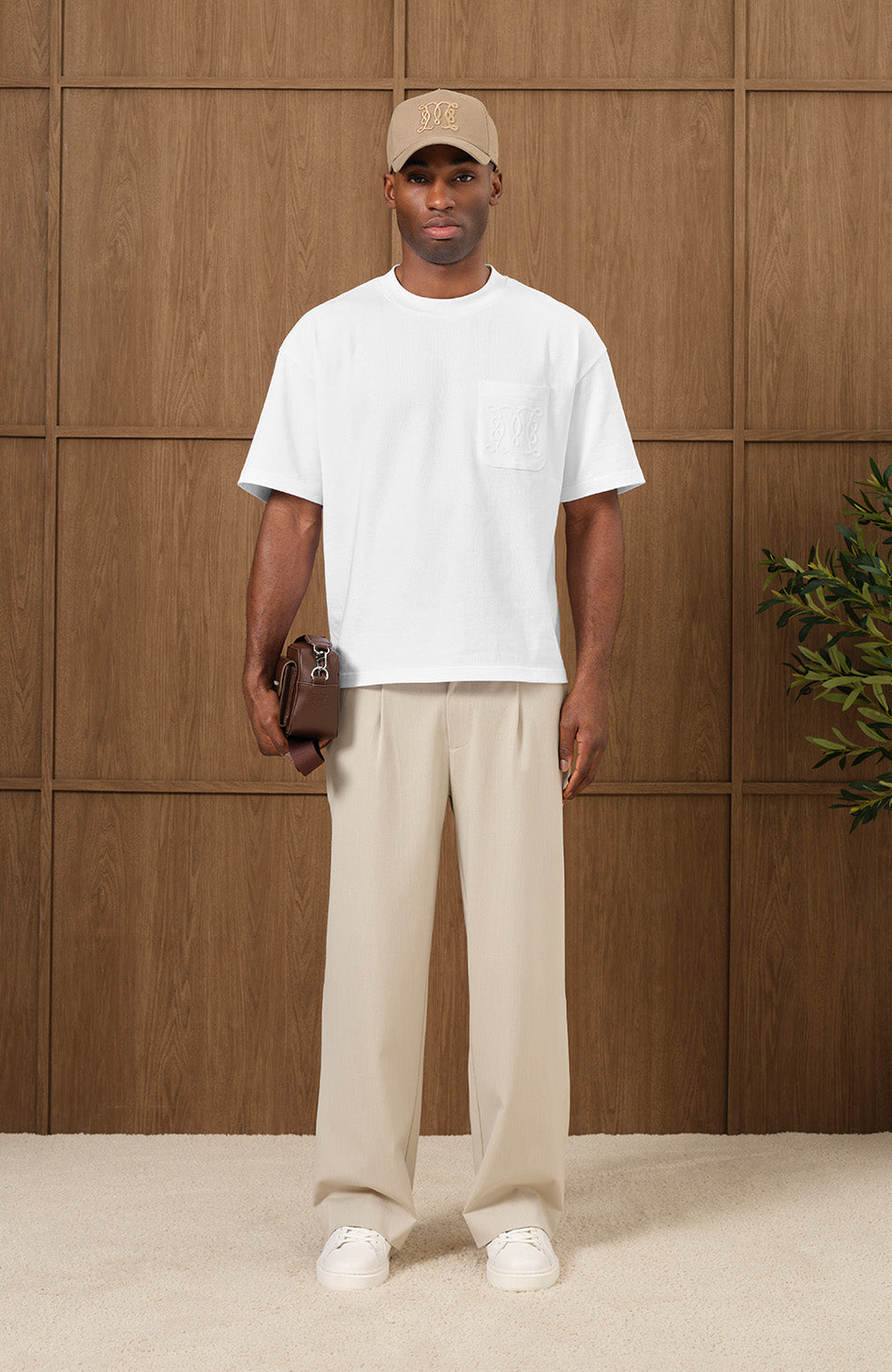 Embossed Monogram Pocket T Shirt In White