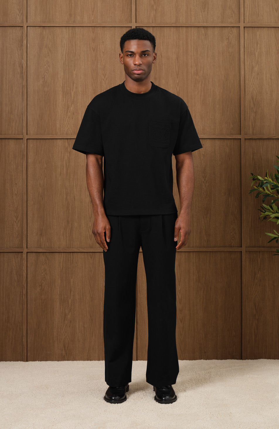 Embossed Monogram Pocket T-Shirt in Black