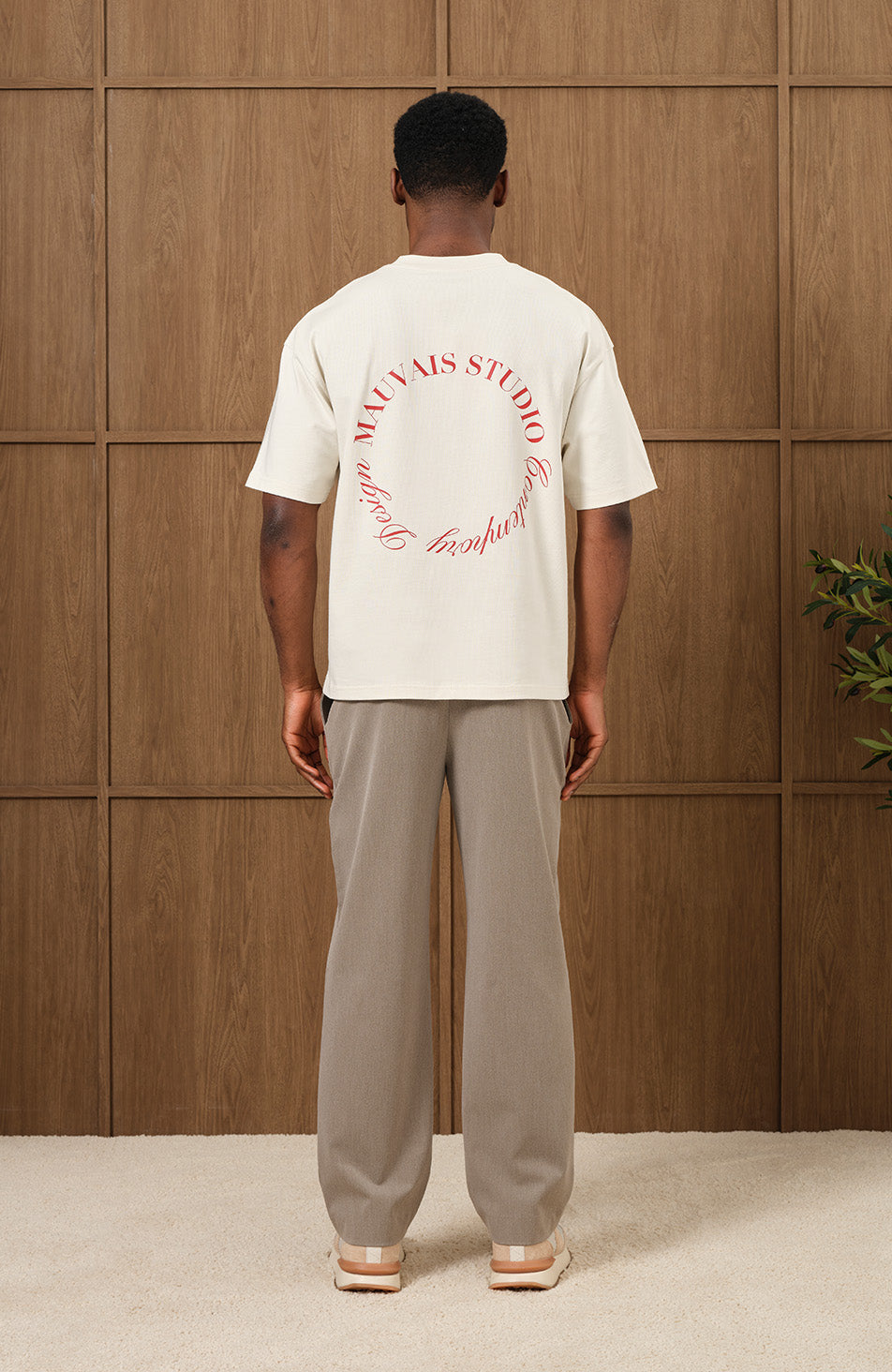 Embroidered Monogram Script T-shirt in Ecru