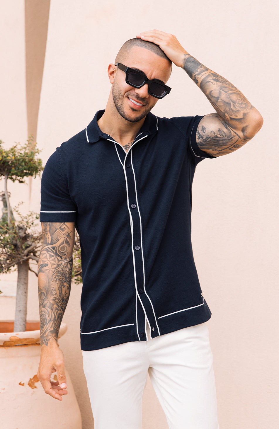 Luciano Knit Shirt in Navy