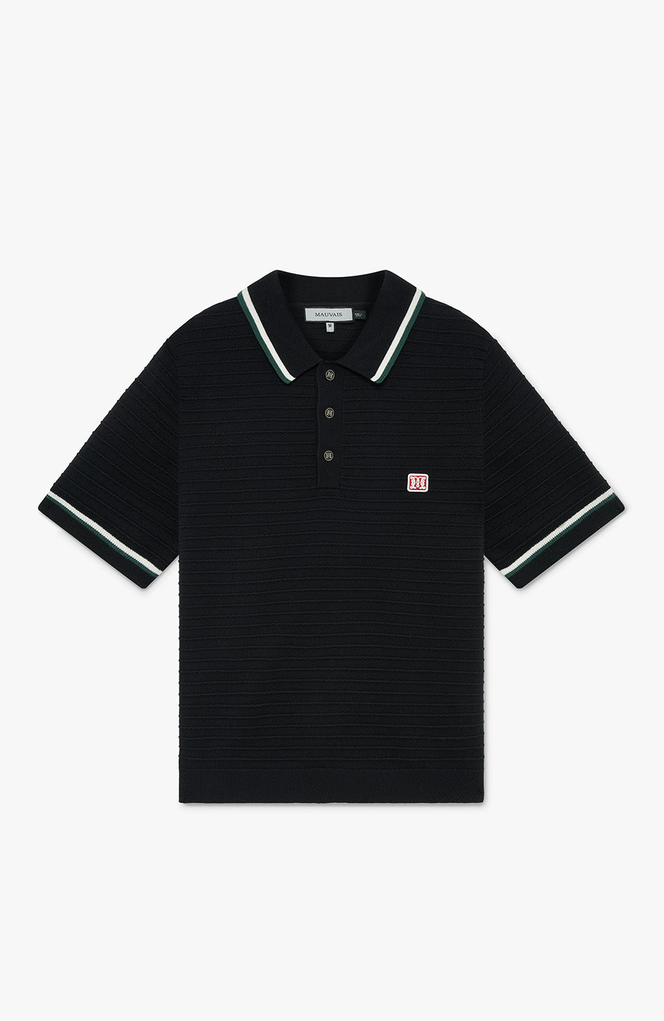 Riviera Knit Rib Polo in Black