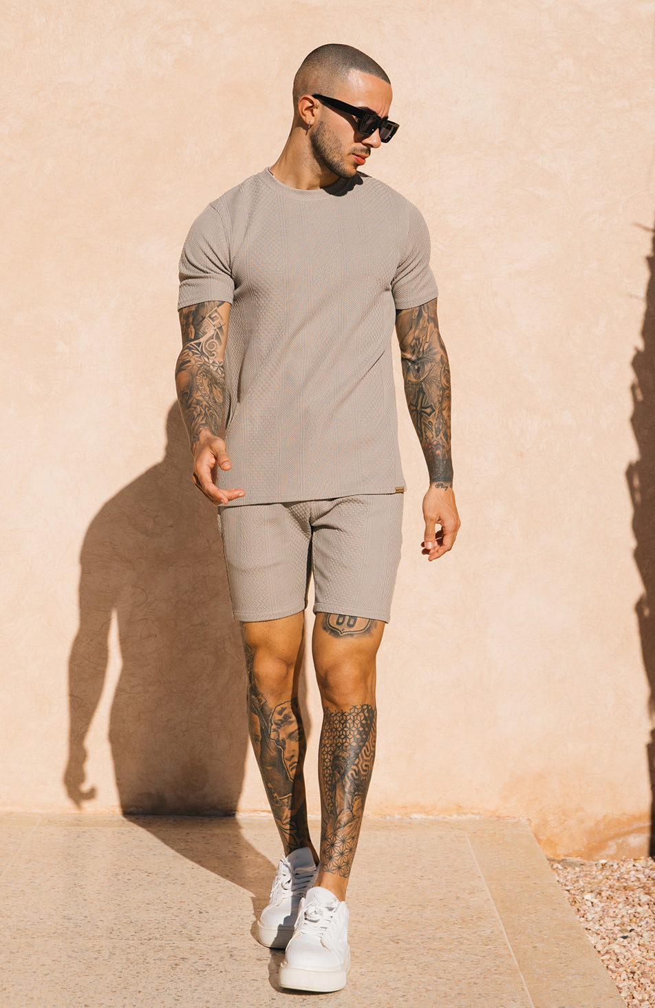 Cedro Slim Knit Tee in Taupe