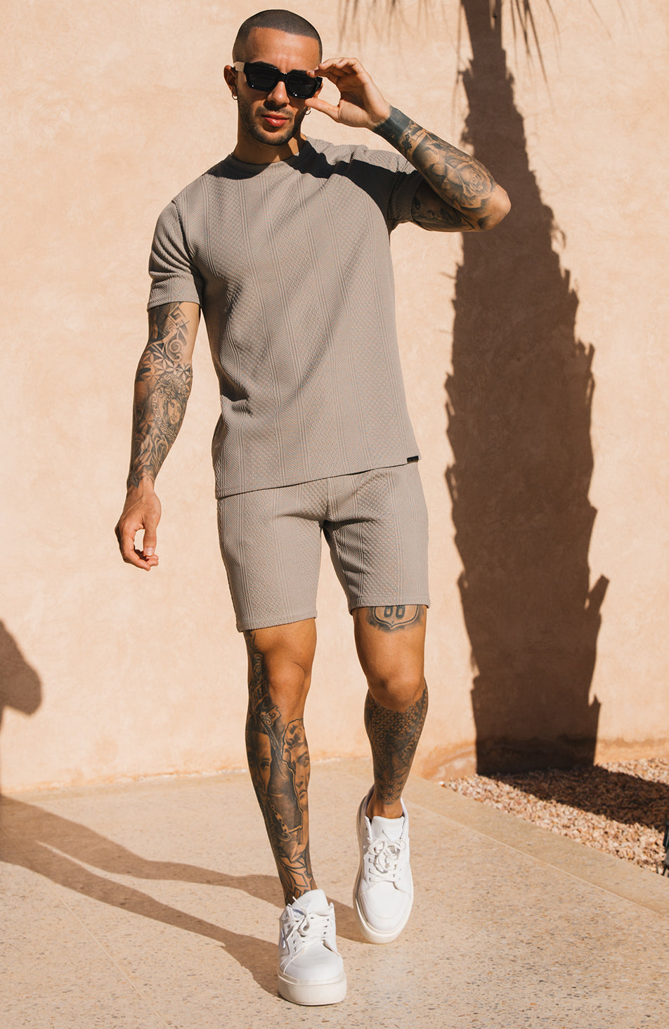 Cedro Slim Knit Tee in Taupe