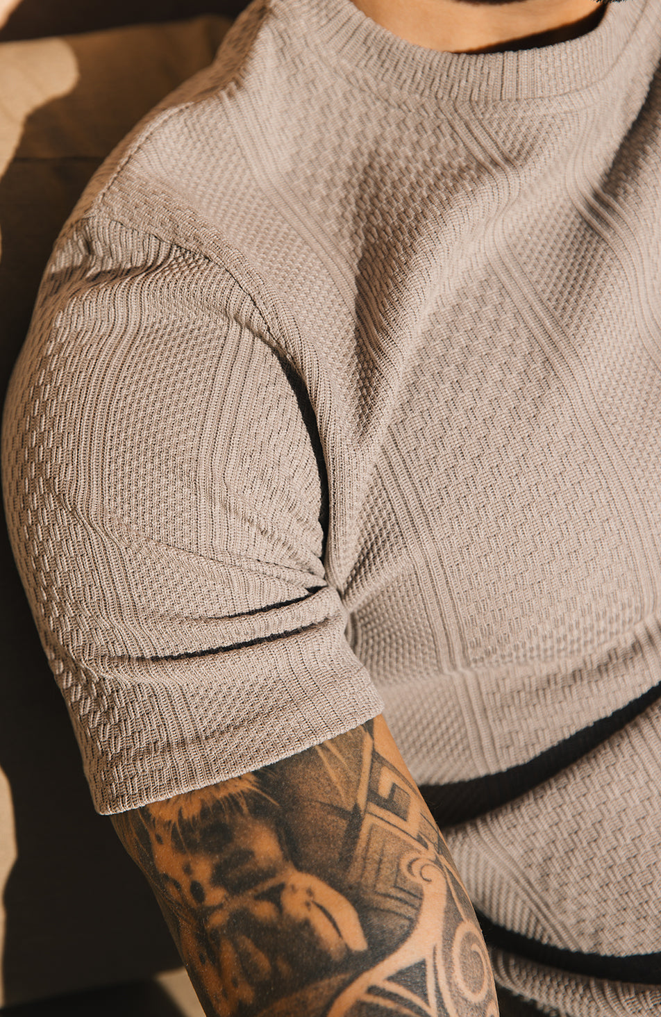 Cedro Slim Knit Tee in Taupe