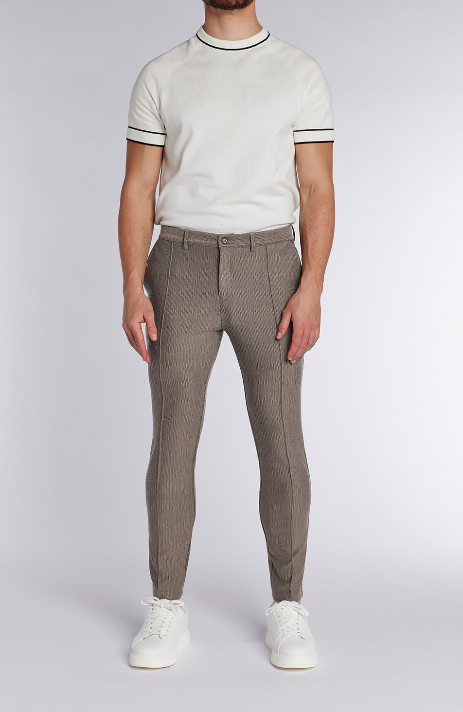 Tormore Slim Gio Textured Pants in Taupe