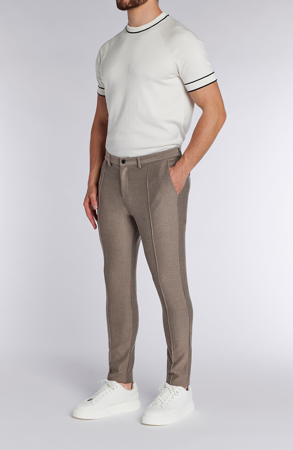 Tormore Slim Geo Textured Pants in Taupe