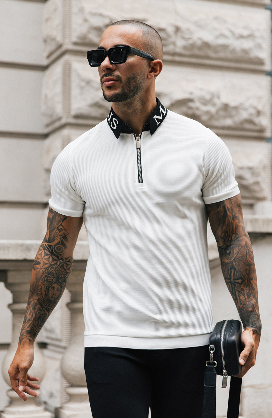 Premium Logo Collar Polo in White