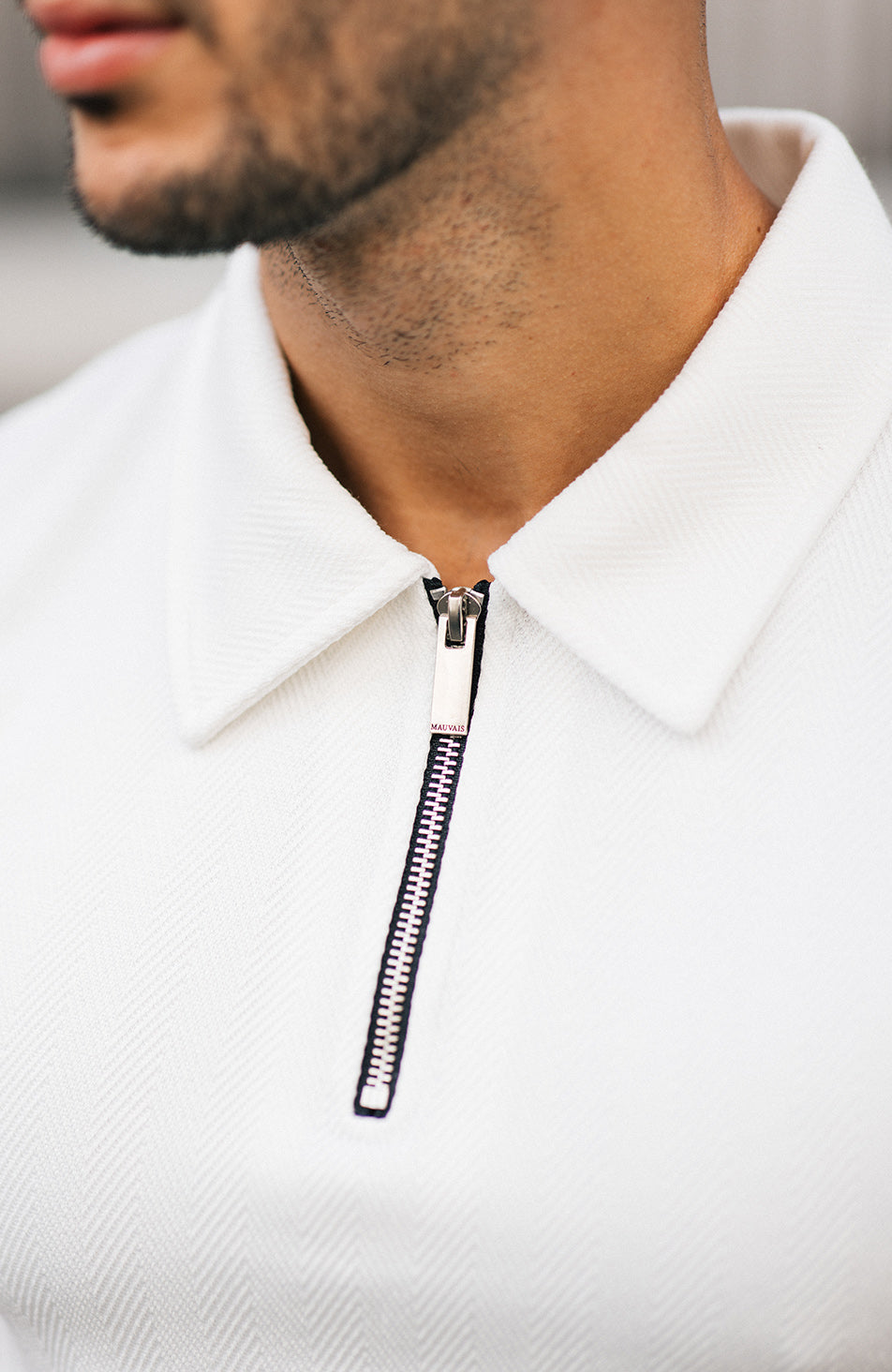 Zig Zag Polo in White