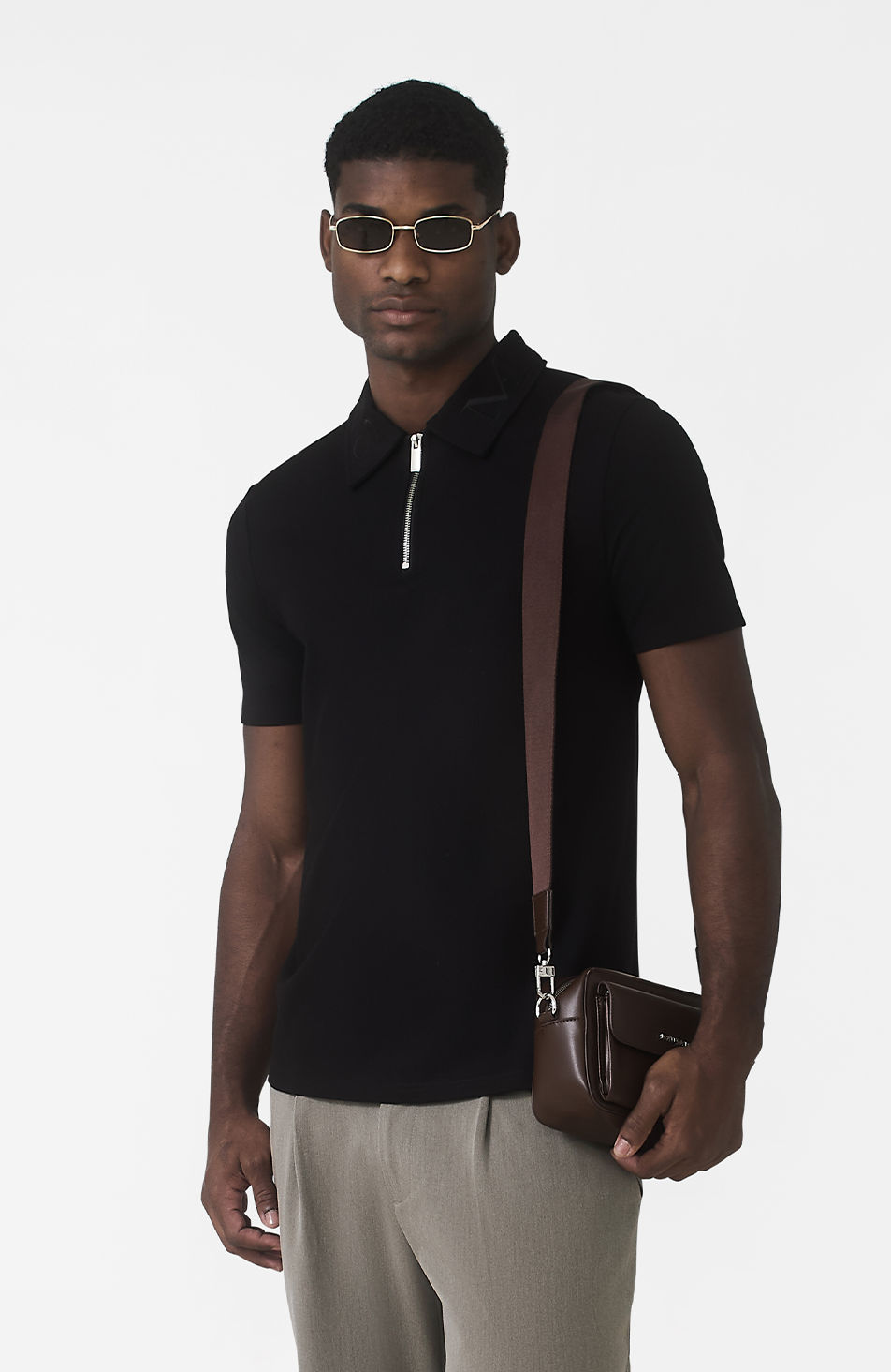 Signature Embroidery Logo Polo in Black