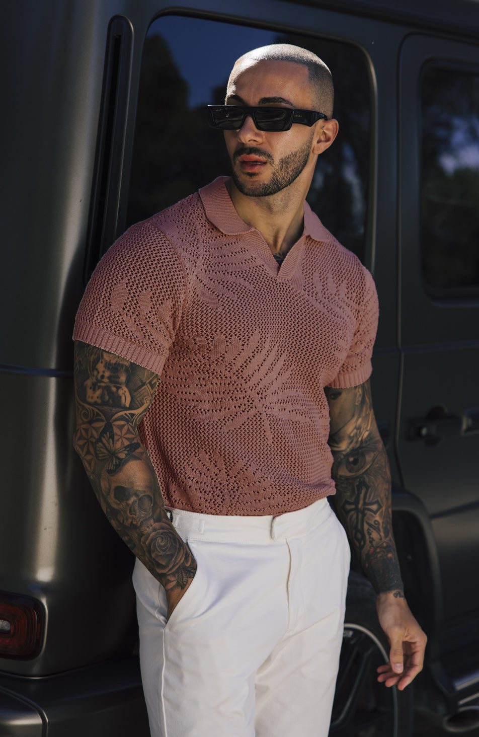 Model is 5'10 with size S chest, wearing XS