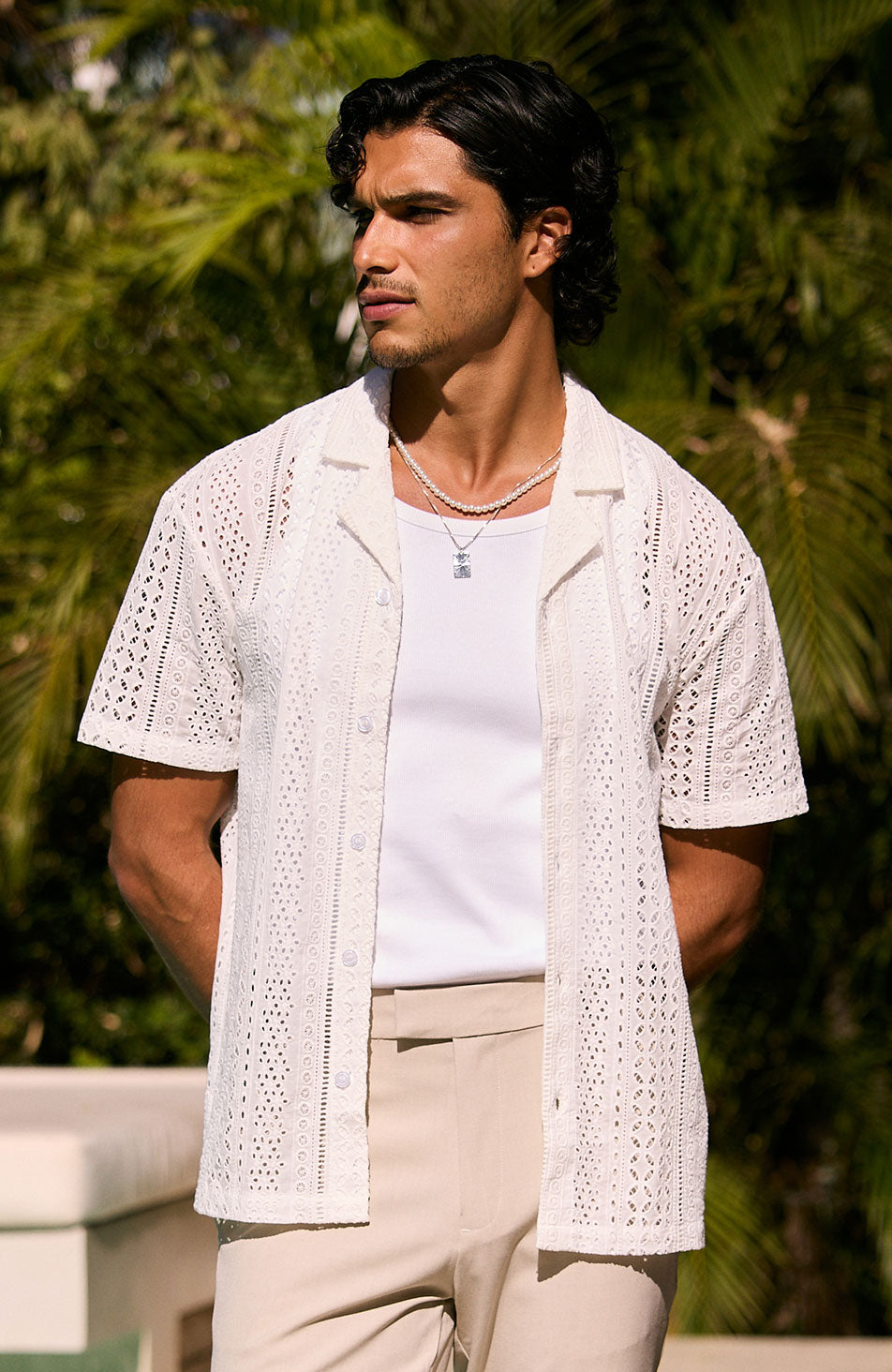 Santino Luxury Embroidered Relaxed Shirt in White