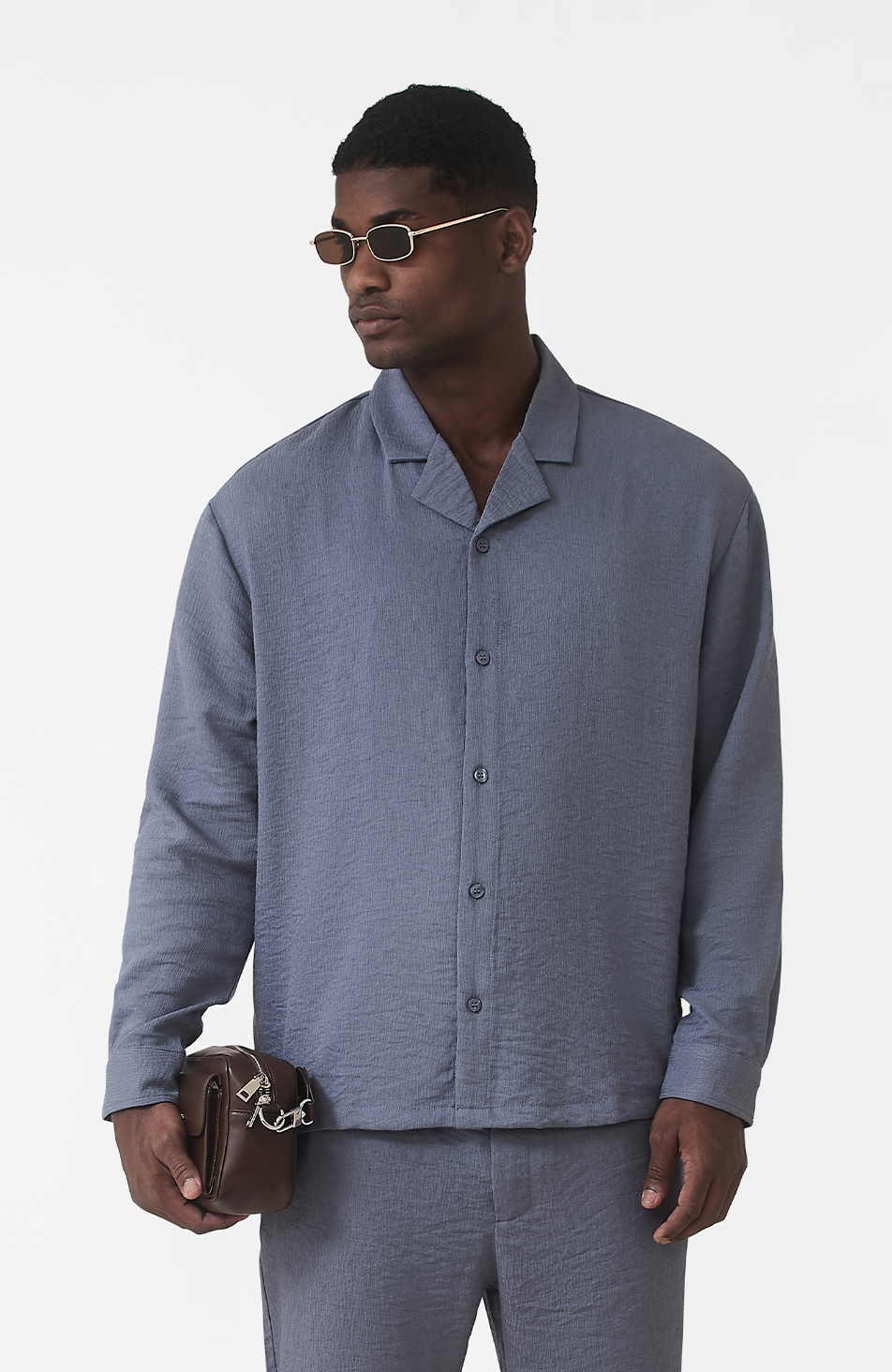 Fiorano Long Sleeve Relaxed Fit Shirt in Storm