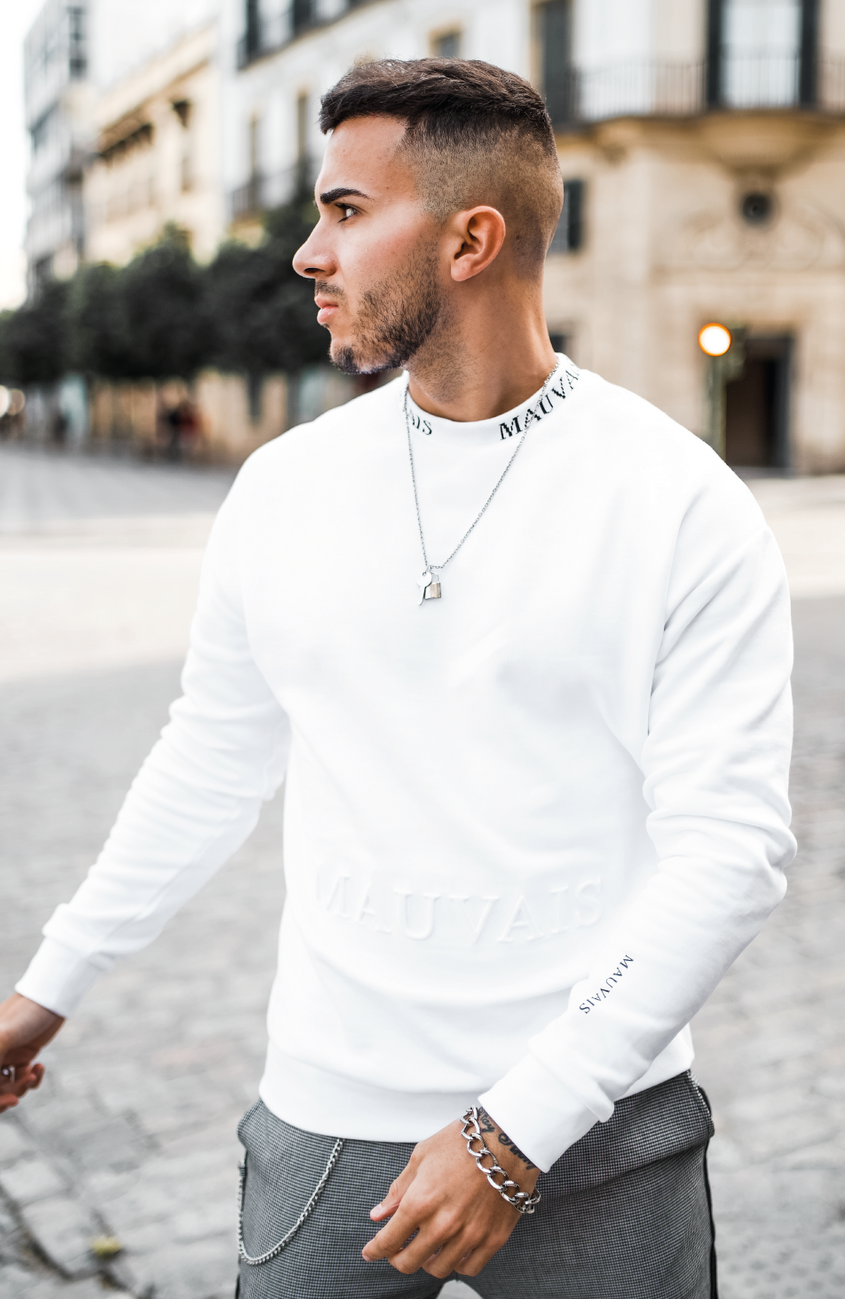 Embossed Sweatshirt in White