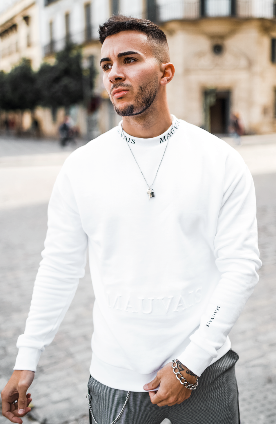 Embossed Sweatshirt in White